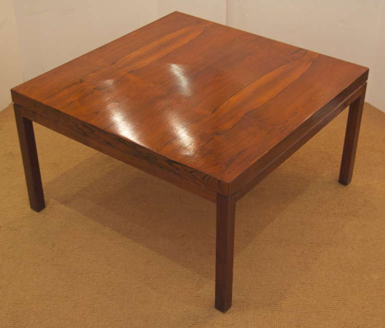 Classic Milo Baughman design for Thayer Coggin, with exceptional bookmatched rosewood top.