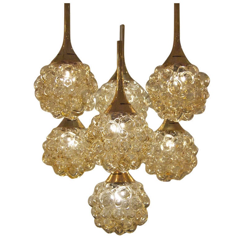 Multiple Bubble Pendant Chandelier with Brass For Sale at 1stdibs