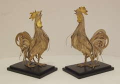 Pair of Tole Roosters with Gilt Detail