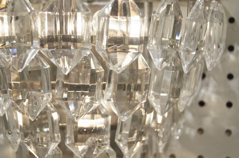 Multi-Tiered Silver-Plate Crystal Sconces In Good Condition In Stamford, CT