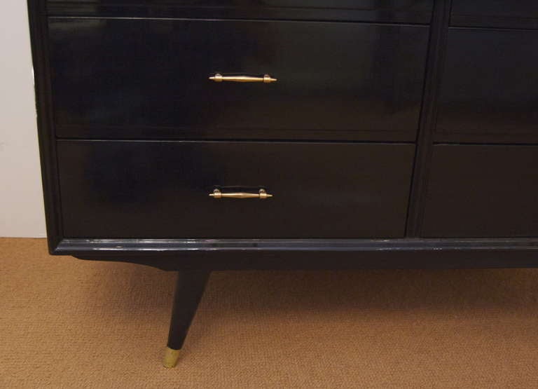 Mid-Century Modern Black Lacquer Italian Commode Dresser