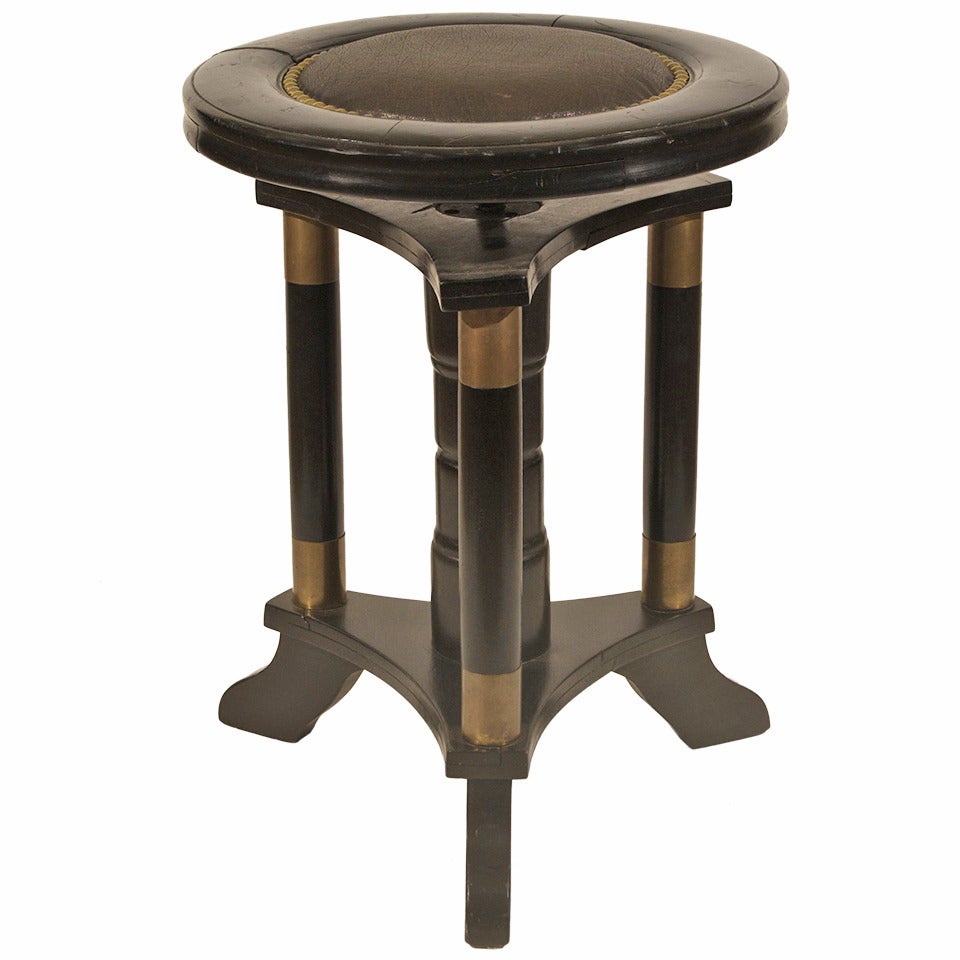 Piano Ebonized Stool For Sale