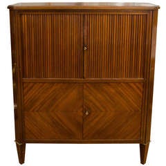 Wood Panel Tambour Bar Cabinet