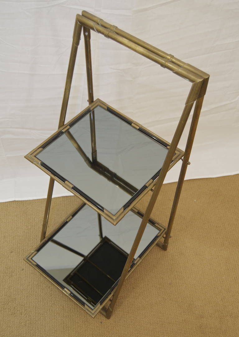 Italian Bronze End Table with Black Mirror Glass In Excellent Condition In Stamford, CT