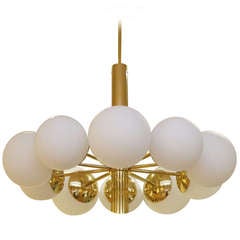 Elegant 10 Arm Radial Chandelier with Opal Glass Globes