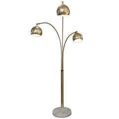 Three Arm Arc Lamp in Brass with Marble