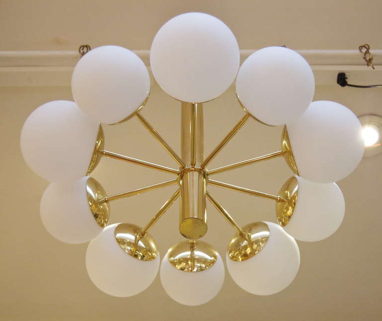 Elegant 10 Arm Radial Chandelier with Opal Glass Globes 1