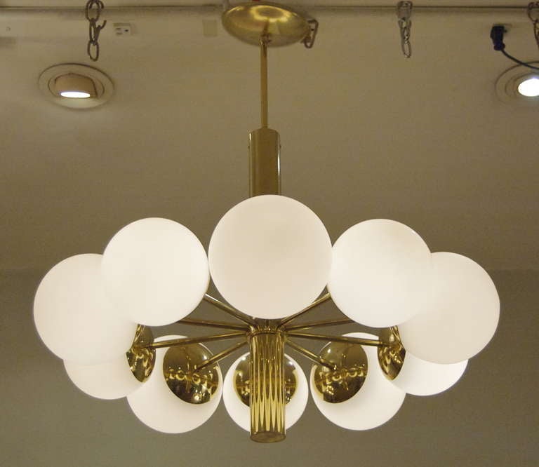 Elegant 10 Arm Radial Chandelier with Opal Glass Globes 2