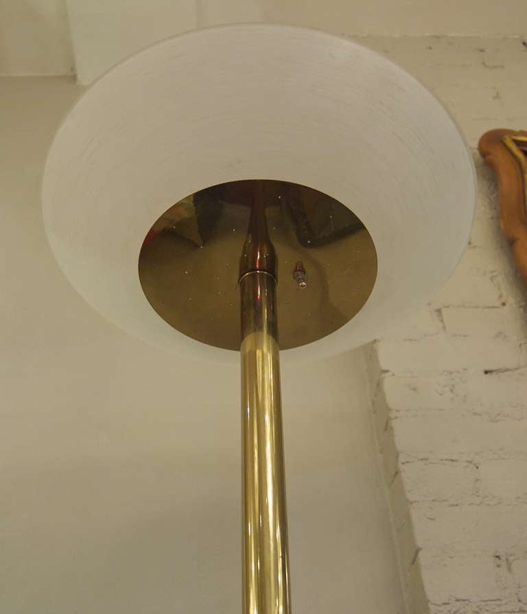 Large Deco Brass Floor Light In Excellent Condition For Sale In Stamford, CT