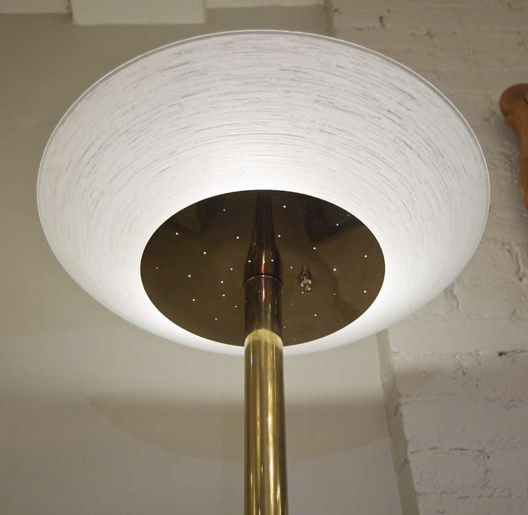 Mid-20th Century Large Deco Brass Floor Light For Sale