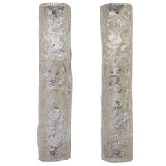 Pair of Elegant Ice Glass Style Tube Sconces