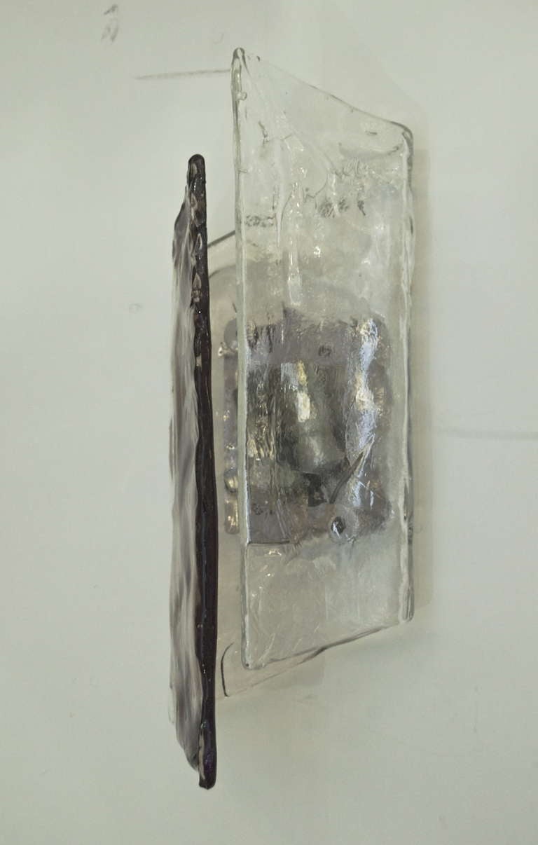 Mid-Century Modern Pair of Kalmar Angular Smoke Glass Sconces