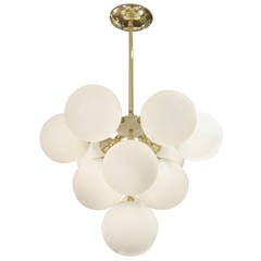 Inverted Pyramid Form Sputnik Chandelier in Brass