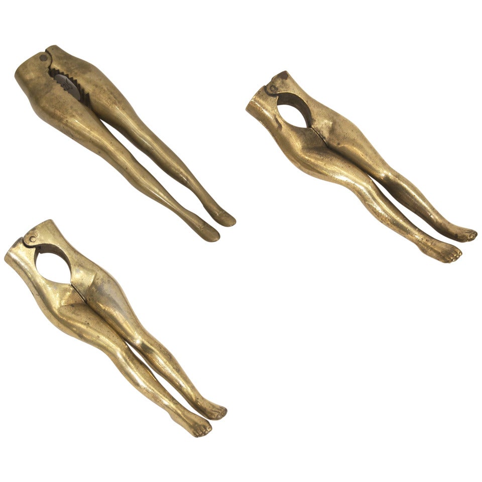 Elegant Brass Lady Leg Nutcrackers