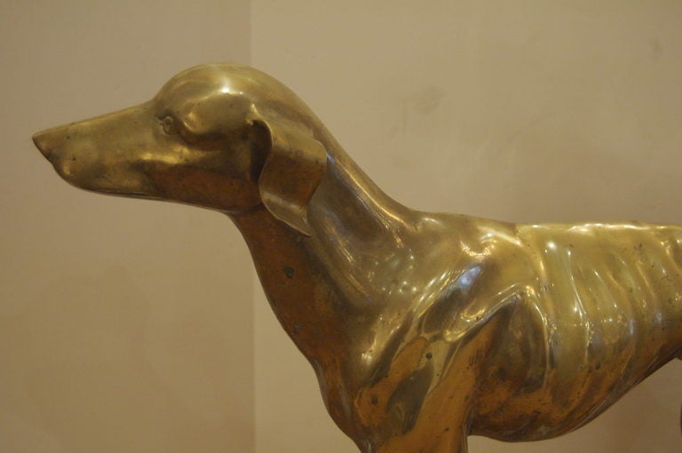 Large Brass Whippet or Greyhound In Good Condition In Stamford, CT