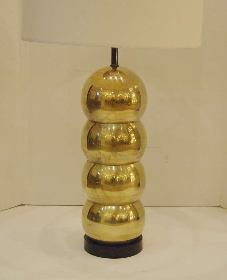 American Kovacs Style Stacked Brass Orb Table Lamp