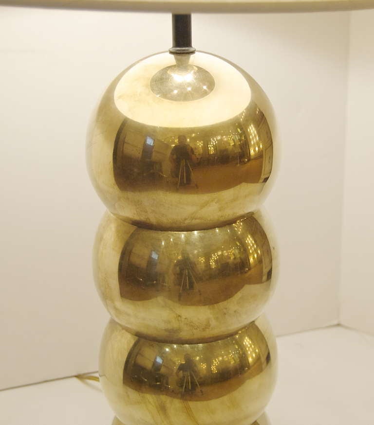 20th Century Kovacs Style Stacked Brass Orb Table Lamp