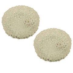 Pair of Bubble Surface Glass Flushmounts