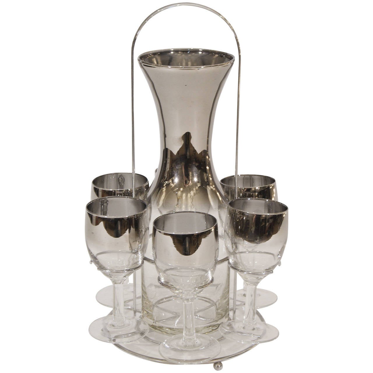 Queens Lusterware Wine/Cordial Decanter and Glasses Set at 1stDibs