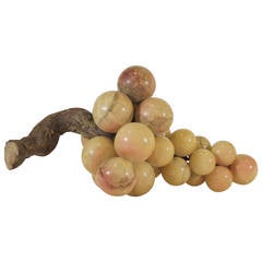 Vintage Well-Formed Stone Grapes with Wood Stem