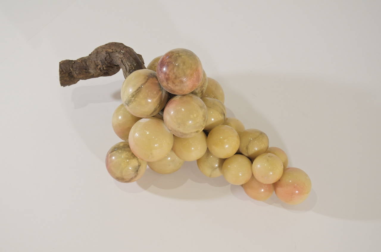 Marble Well-Formed Stone Grapes with Wood Stem