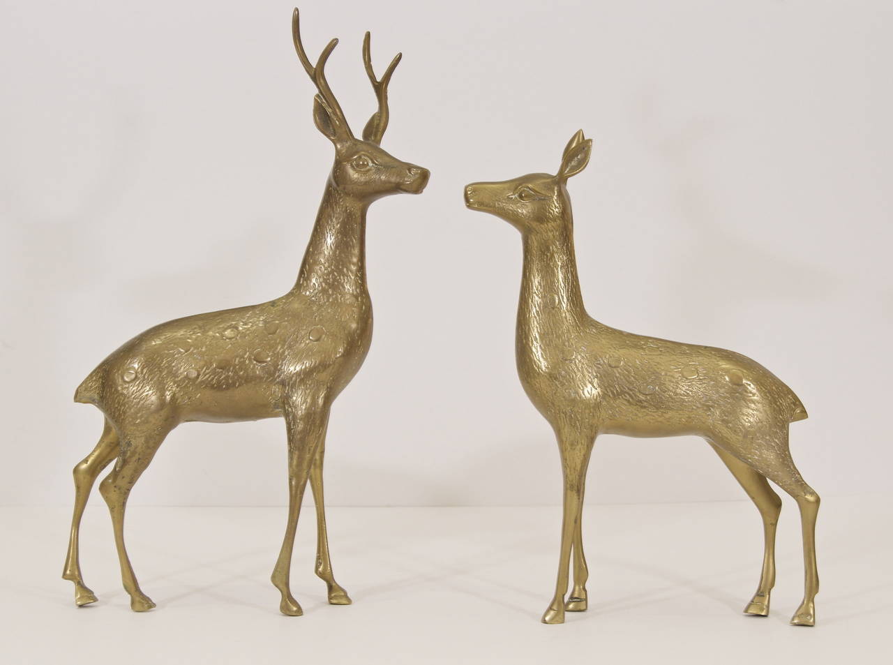 Large Pair of Vintage Brass Reindeer In Excellent Condition In Stamford, CT