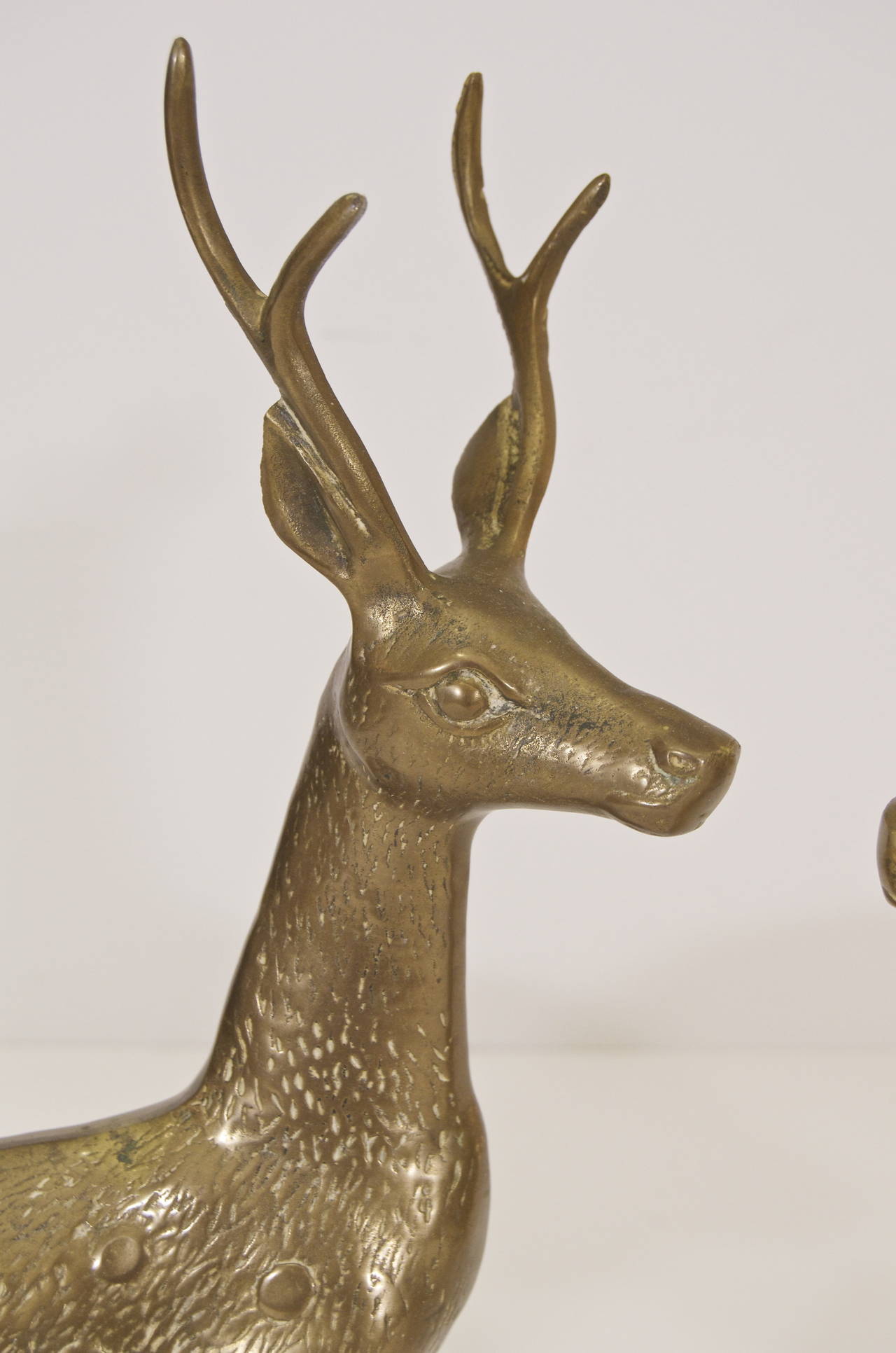 Mid-20th Century Large Pair of Vintage Brass Reindeer