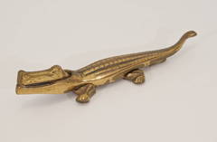 Large Brass Plated Alligator Nutcracker