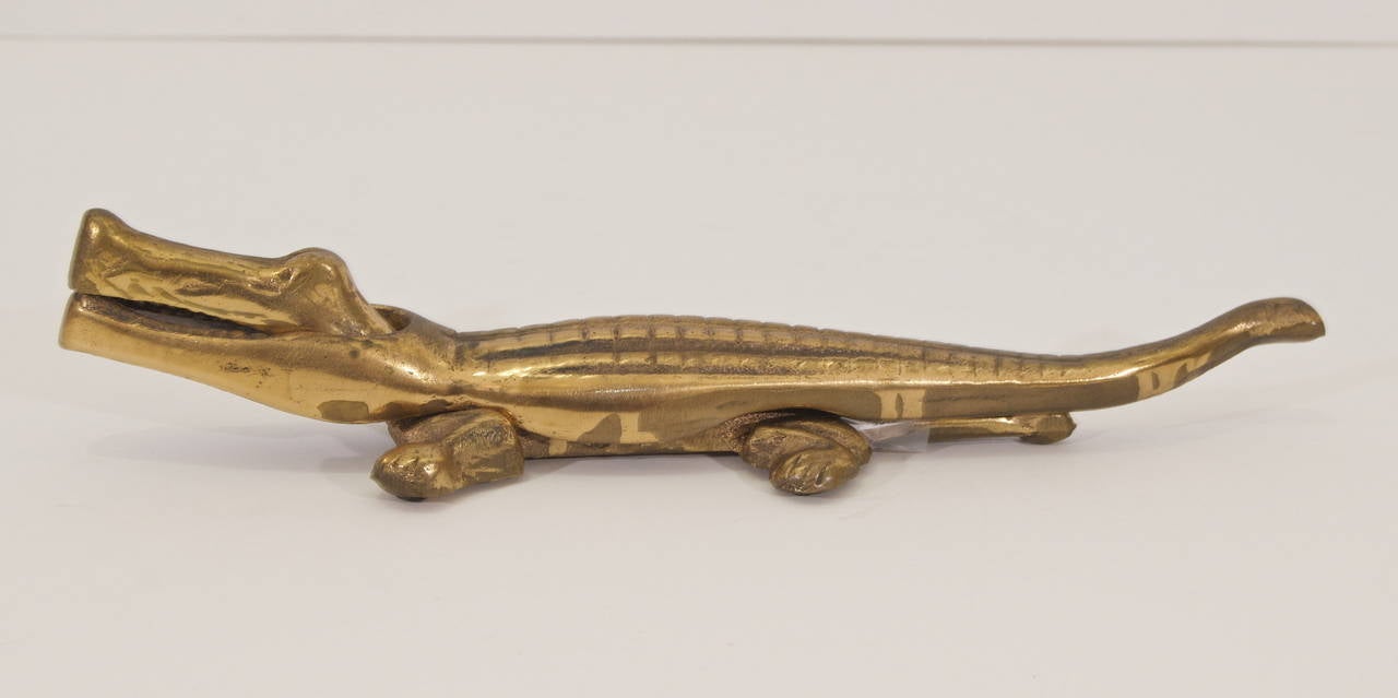 brass alligator nutcracker