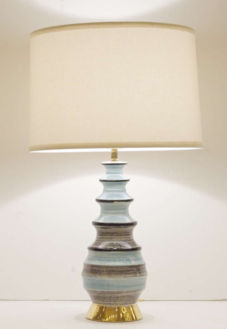 Pair of Scalloped Table Lamps with Striated Finish