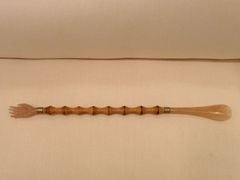 Figurative Backscratcher and Shoe Horn in Bone Wood and Brass