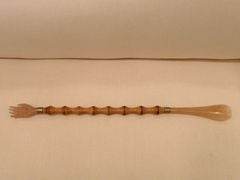 Vintage Figurative Backscratcher and Shoe Horn in Bone Wood and Brass