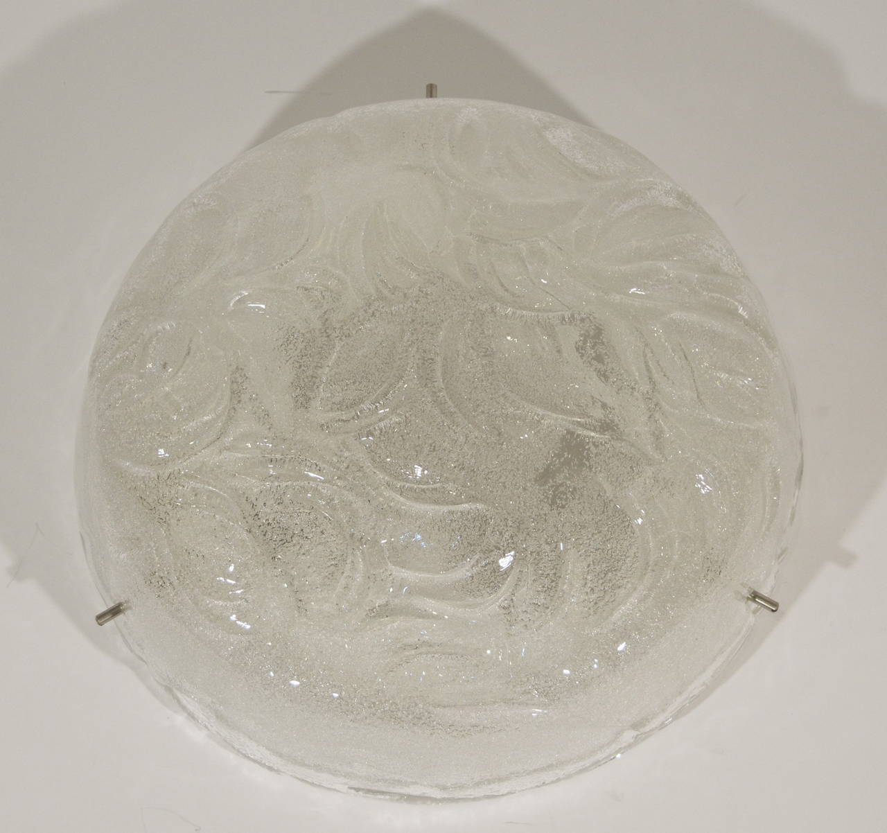 Heavy Swirl Pattern RZB Leuchten Ice Glass Flush Mount In Excellent Condition In Stamford, CT