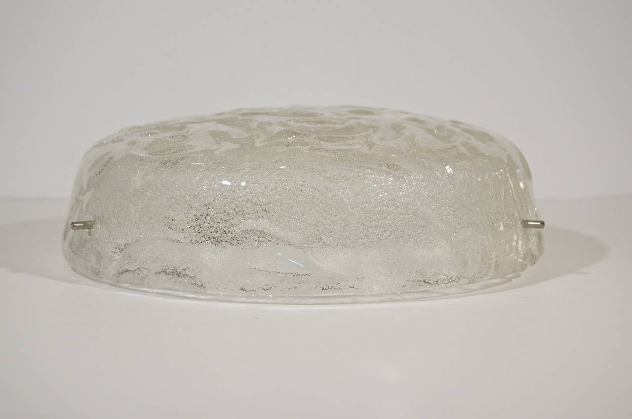 German Heavy Swirl Pattern RZB Leuchten Ice Glass Flush Mount