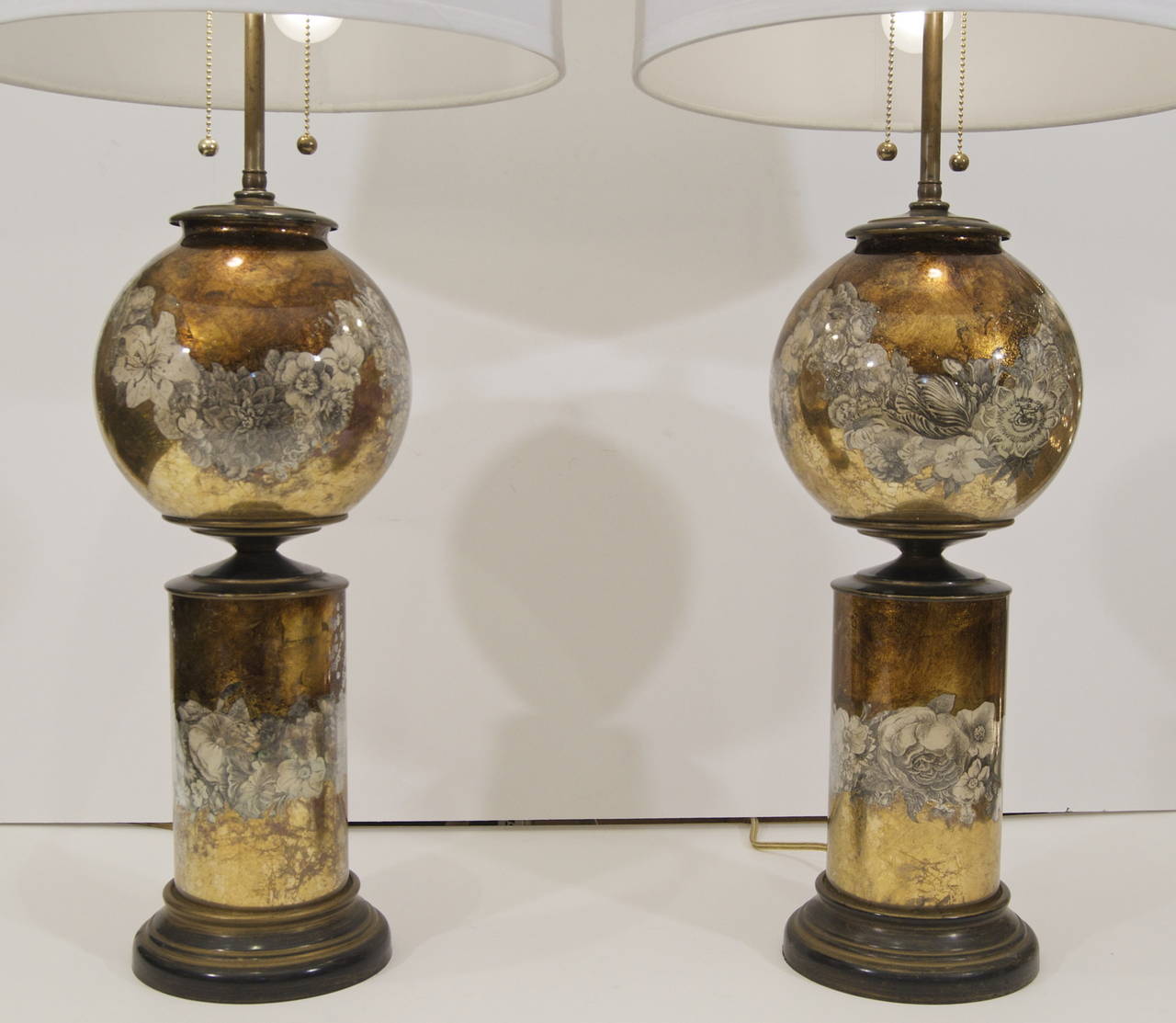 Églomisé and Decoupage Gilt Glass Table Lamps at 1stDibs
