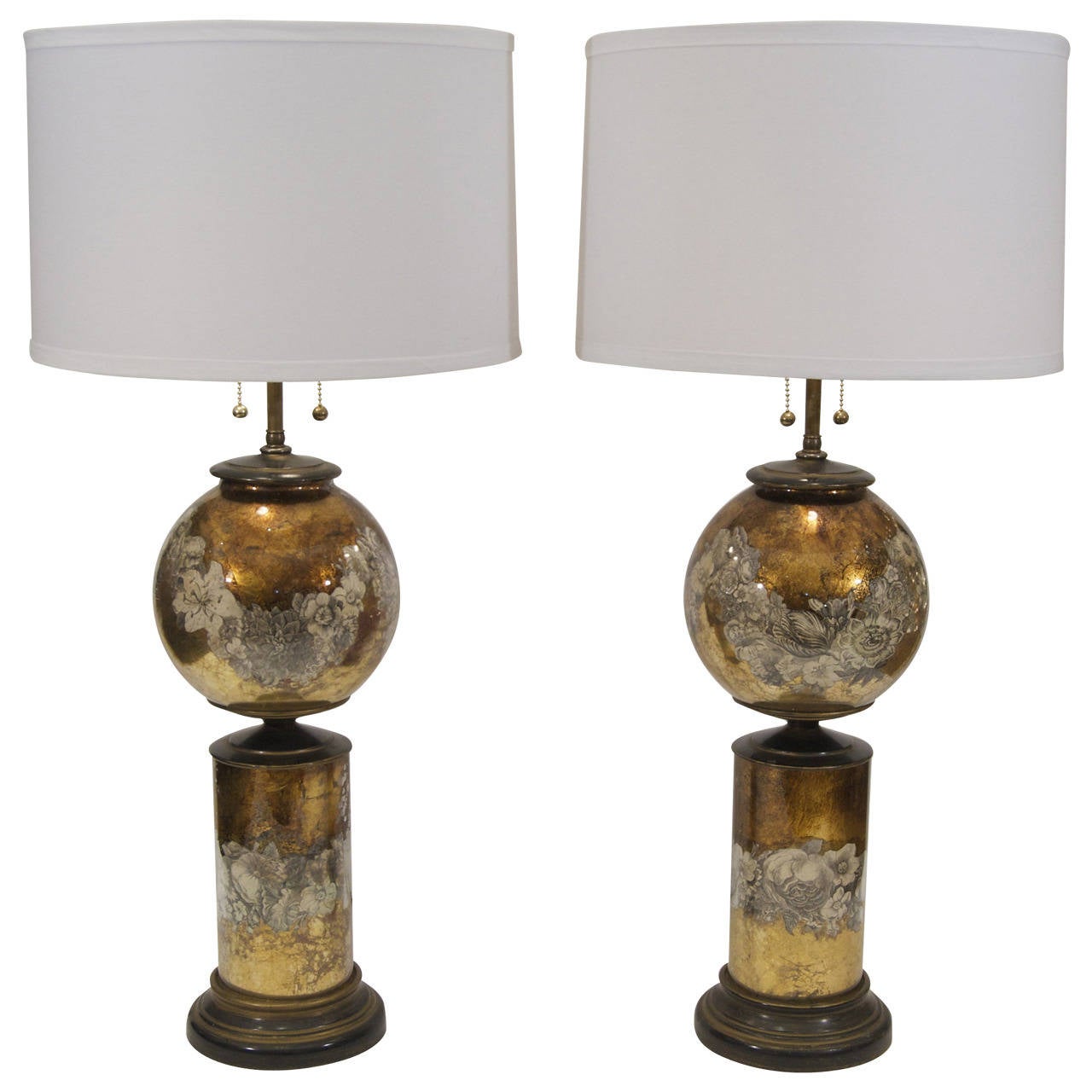 Églomisé and Decoupage Gilt Glass Table Lamps at 1stDibs