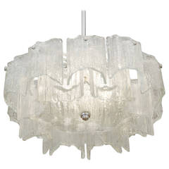 Scalloped Pattern Ice Glass Chandelier