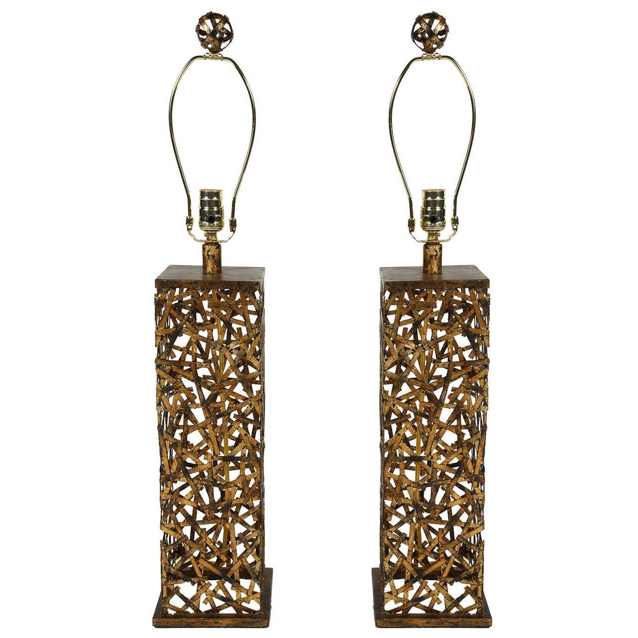 Pair of Hand Forged Iron Table Lamps