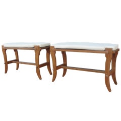 Pair of French Walnut Sculptural Benches