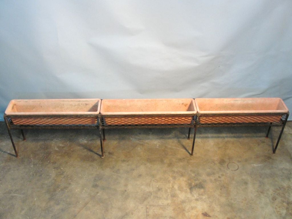 Modern Latticed Wrought Iron Planter