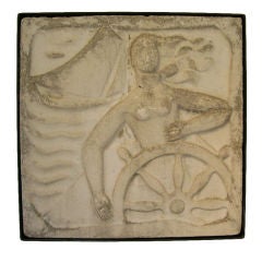 A Wall Mounted Cast Concrete Art Deco Plaque "Sailing"