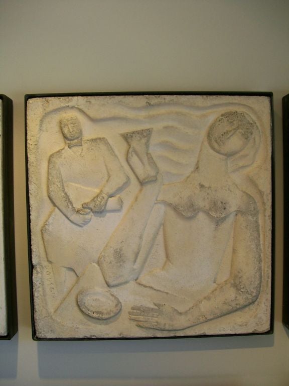 A Wall Mounted Cast Concrete Art Deco Plaque "Cocktails"