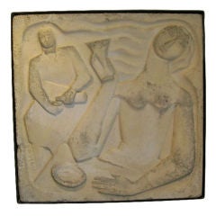 Vintage A Wall Mounted Cast Concrete Art Deco Plaque "Cocktails"