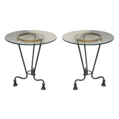 Pair of Iron Rope Gueridon Tables