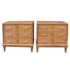 Pair of Exquisite Petite Commodes with Nickel Finishes