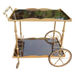 Extremely Unique Aldo Tura Goatskin Bar Cart (Label)