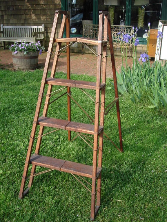 English Collapsible Mahogany Library Ladder 2