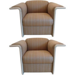 Pair of Oversized Armchairs in Sun Bleached Beech Wood