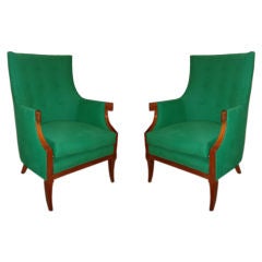 Pair of "WOW" Kelly Green Armchairs by Baker