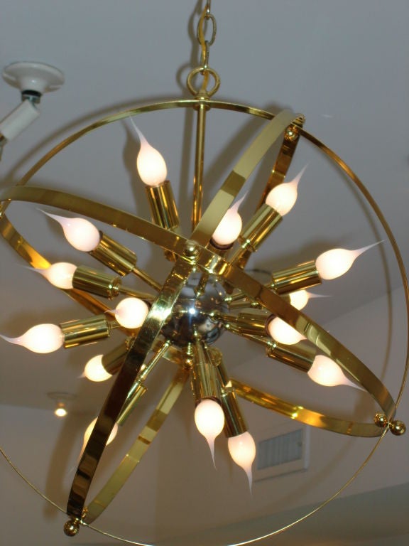 Brass Globe Sputnik Chandelier with 18 Lights